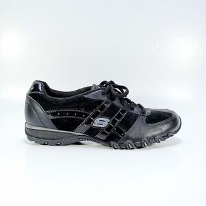 Skechers Speedsters Womens 7.5 Black Leather And Synthetic Upper Sneakers